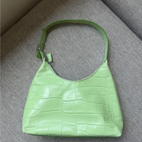 STAUD Light Green Crocodile-Embossed Shoulder Bag - Picture 1 of 5